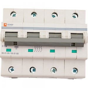 Автоматический выключатель EKF PROxima ВА 47-125, 4P, 100А, D, 15кА, SQ mcb47125-4-100D