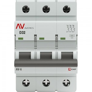 Автоматический выключатель EKF AV-6 3P 32A D 6kA AVERES SQmcb6-3-32D-av