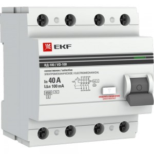 Селективное электромеханическое устройство защитного отключения EKF 4P 40А/100мА PROxima SQelcb-4-40-100S-em-pro
