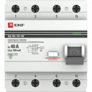 Селективное электромеханическое устройство защитного отключения EKF 4P 40А/100мА PROxima SQelcb-4-40-100S-em-pro
