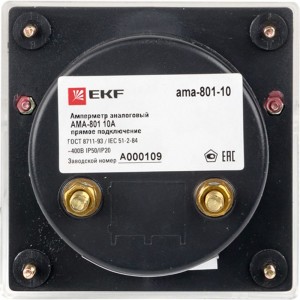Аналоговый амперметр EKF AMA-801 на панель, круглый вырез, 80х80, 10 А, прямое подключение ama-801-10