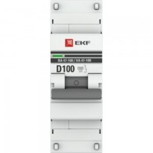 Автоматический выключатель EKF 1P, 100А, 10kA, ВА 47-100, PROxima SQ mcb47100-1-100D-pro
