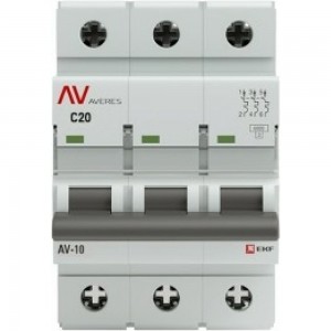 Автоматический выключатель EKF AV-6, 3P, 20A, 6kA, AVERES SQ mcb6-3-20C-av