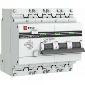 Дифференциальный автомат EKF АД-32 3P+N 16А/30мА 4,5кА PROxima SQDA32-16-30-4P-pro