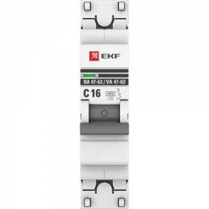 Автоматический выключатель EKF ВА 47-63, 1P, 16А, 6кА, PROxima SQ mcb4763-6-1-16C-pro
