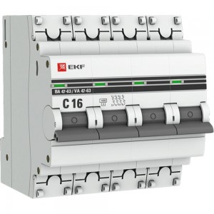 Автоматический выключатель EKF PROxima ВА 47-63, 4P, 16А, 4,5kA SQmcb4763-4-16C-pro