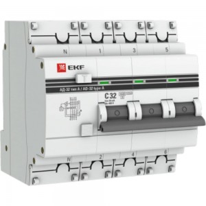 Дифференциальный автомат EKF PROxima АД-32, 3P+N, 32А/30мА, SQDA32-32-30-4P-a-pro