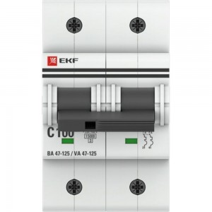 Автоматический выключатель EKF 2P 100А 15кА ВА 47-125 PROxima SQmcb47125-2-100C