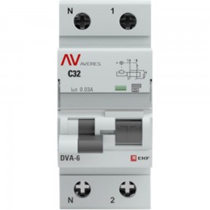 Дифференциальный автомат EKF AVERES DVA-6, 1P+N, 32А, 30мА, 6кА SQrcbo6-1pn-32C-30-a-av