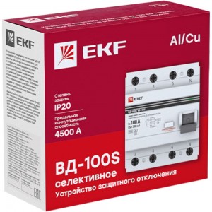 Селективное устройство защитного отключения EKF 4P, 63А/300мА, PROxima elcb-4-63-300S-em-pro
