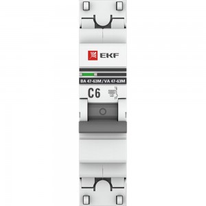 Автоматический выключатель EKF 1P 6А (C) 6кА ВА 47-63M без теплового расцепителя коробка PROxima mcb4763m-6-1-6C-pro
