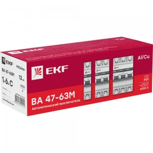Автоматический выключатель EKF 1P 6А (C) 6кА ВА 47-63M без теплового расцепителя коробка PROxima mcb4763m-6-1-6C-pro