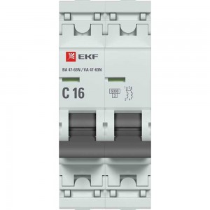Автоматический выключатель EKF 2P 16А (C) 6кА ВА 47-63N PROxima M636216C