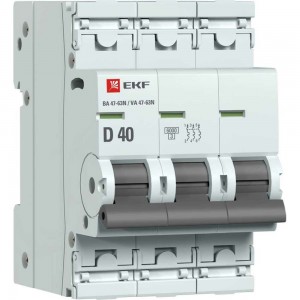 Автоматический выключатель EKF 3P 40А (D) 6кА ВА 47-63N PROxima M636340D