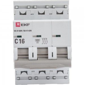 Автоматический выключатель EKF 3P 16А (C) 6кА ВА 47-63N PROxima M636316C