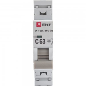 Автоматический выключатель EKF 1P 63А (C) 6кА ВА 47-63N PROxima M636163C