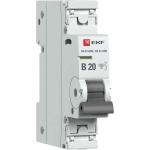 Автоматический выключатель EKF 1P 20А (B) 6кА ВА 47-63N PROxima M636120B