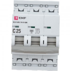 Автоматический выключатель EKF 3P 25А (C) 6кА ВА 47-63N PROxima M636325C