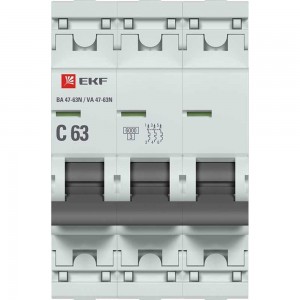 Автоматический выключатель EKF 3P 63А (C) 6кА ВА 47-63N PROxima M636363C