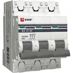 Автоматический выключатель EKF 3P 63А (C) 6кА ВА 47-63N PROxima M636363C
