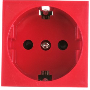 Розетка Экопласт с заземляющим контактом, со шторками, красный LK45 851107-1