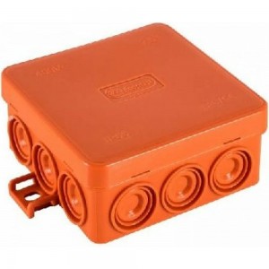 Огнестойкая коробка Экопласт JBL085 E110, о/п 85х85х38, 12 выходов, IP55, 4P, цвет оранжевый 43155HF