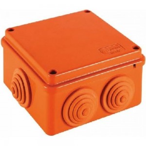 Огнестойкая коробка Экопласт JBS100 E110, о/п 100х100х55, 6 выходов, IP55, 6P, цвет оранжевый 43117HF