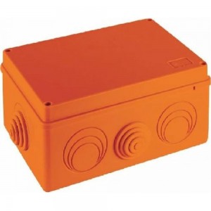 Огнестойкая коробка Экопласт JBS210 E110, о/п 210х150х100, 8 выходов, IP55, 12P, цвет оранжевый 43056HF