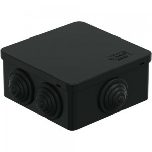 Распределительная коробка Экопласт JBS101 о/п 100x100x55, 6 выходов, IP55 цвет черный 44037BL-1