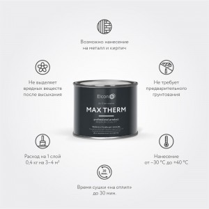 Термостойкая эмаль Elcon Max Therm черная 1200 градусов 0,4 кг 00-00004052