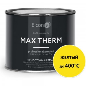 Термостойкая краска для металла, печей, мангалов, радиаторов, дымоходов, суппортов Elcon Max Therm желтая, 400 градусов, 0,4 кг 00-00002919