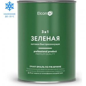 Грунт - эмаль по ржавчине Elcon 3 в 1 матовая, зеленая, 0.8 кг 00-00462299