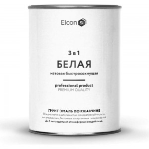 Грунт - эмаль по ржавчине Elcon 3 в 1 матовая, белая, 0.8 кг 00-00462295