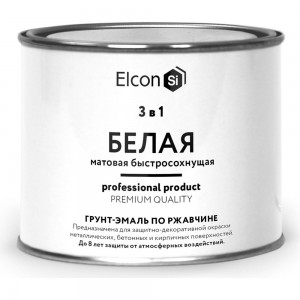 Быстросохнущая грунт-эмаль по металлу Elcon (3 в 1 по ржавчине; матовая; белая; 0,4 кг) 00-00462640