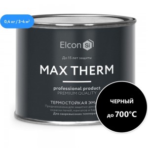 Термостойкая краска Elcon max therm до 700 градусов, антикоррозионная, для печей, мангалов, радиаторов, дымоходов, матовое покрытие, 0.4 кг, черная 00-00002906