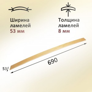 Комплект ламели для кровати ЭЛИМЕТ размер 690х53х8 мм, 3 шт. БП-00001764
