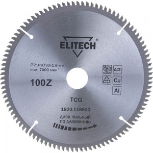 Диск пильный по алюминию (216х30х1.6 мм; 100Z) ELITECH 195628