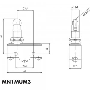 Мини-выключатель Emas с роликом, 440В, 10А. MN1MUM3