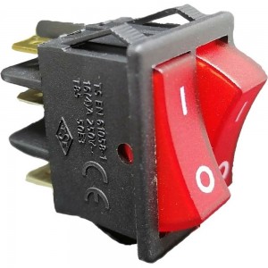 Двухклавишный выключатель Emas с подсветкой, красные клавищи, 1НО+1НО, 250В AC, 16А A12B1K11