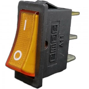 Клавишный выключатель Emas с подсветкой, жёлтая клавиша, 1НО, 250В AC, 16А A21B1S11