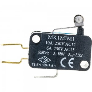 Микро-выключатель Emas со стальным роликом на длинном рычажке, 10А, 250В. MK1MIM1