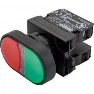 Нажимная кнопка Emas сдвоенная красно-зелёная, 250 В AC, 4 А CP102K20KY