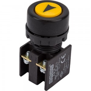 Водозащитная кнопка Emas желтая со стрелкой 1НО+1НЗ, KB14RSO