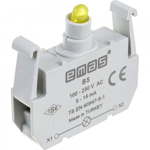 Блок-контакт подсветки Emas ВS с жёлтым светодиодом, серия B, 100-230В AC BS