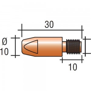 Наконечник токопроводящий 10 шт, CU-E, М8x30 мм, d=1.0 мм для горелок mig/mag энаргит CU-E-M8-30-10-10