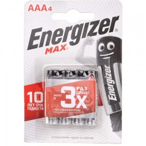 Щелочная батарейка LR03 AAA MAX 1.5В бл/4 ENERGIZER 7638900411423
