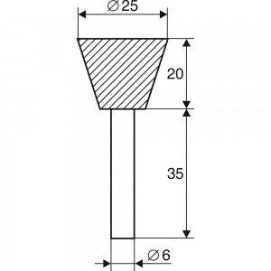 Шарошка абразивная трапеция 25x20 мм, К60, хв-к 6 мм Энкор 21664