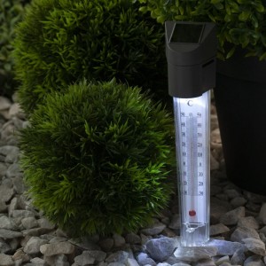 Садовый светильник-градусник на солнечных батареях ЭРА ERATR024-02 сталь, пластик, 33 см, серый Б0038503