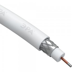 Коаксиальный кабель ЭРА RG6U, 75 Ом, CCS/, PVC, цвет белый Б0044600