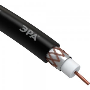 Коаксиальный кабель ЭРА RG6U, 75 Ом, Cu/, PE, цвет черный Б0044605
